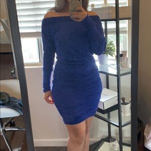 Royal Blue Off the Shoulder Dress